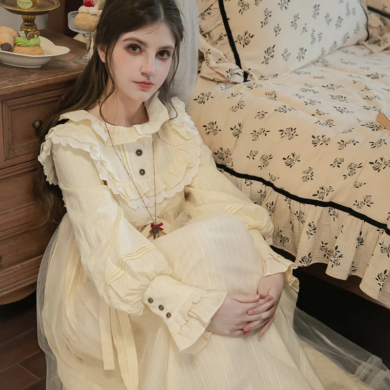 Classic Lolita Pastel Sweet Beige Lolita Dress with Ruffled Collar