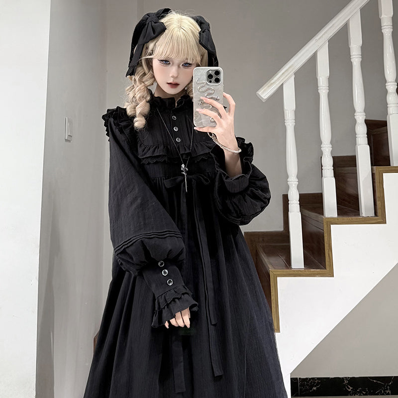Classic Lolita Pastel Sweet Black Lolita Dress with Ruffled Collar