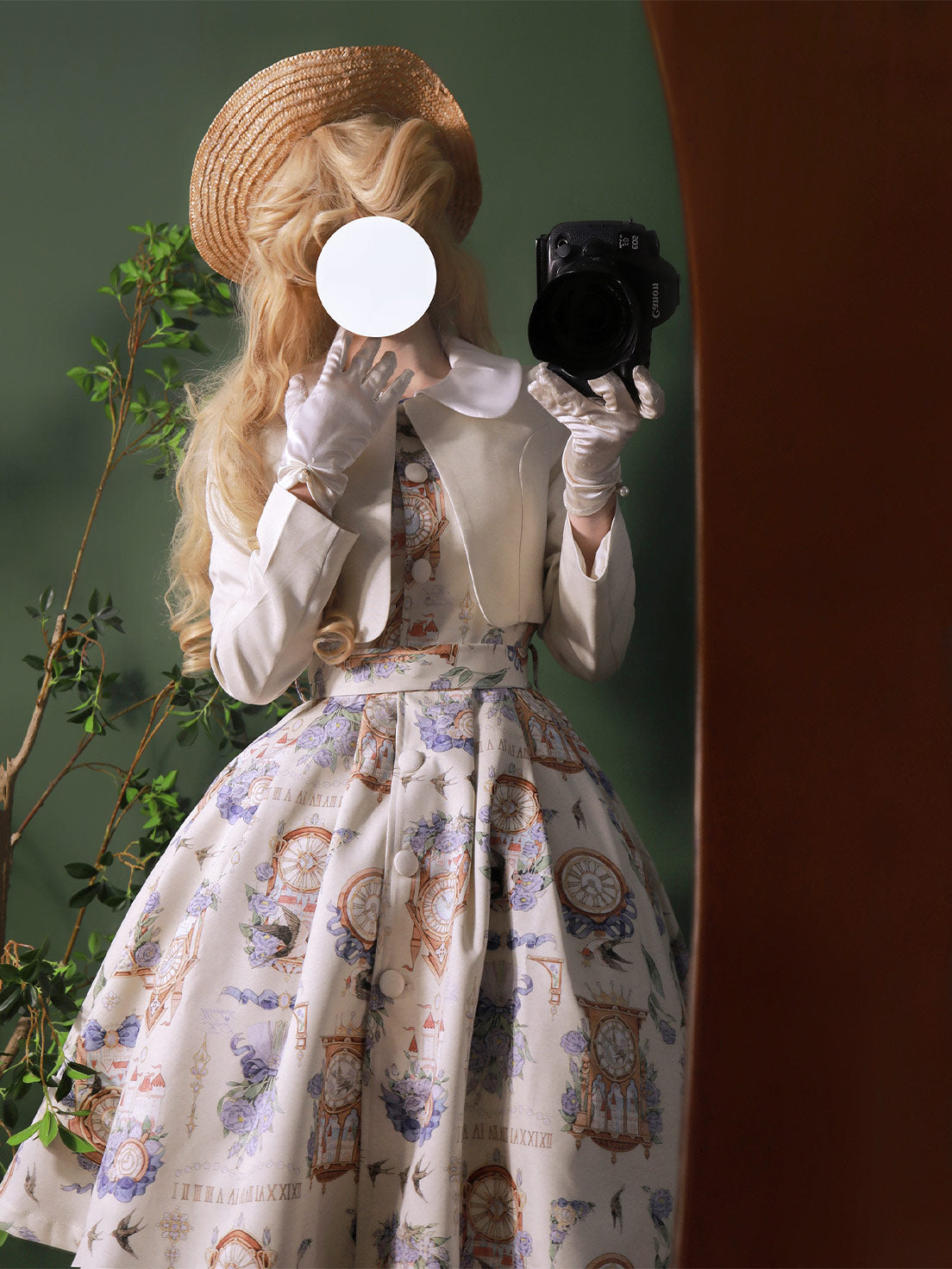 Classic Lolita School - Style Beige Dress Ensemble Printing Retro  Spring Dress Jacket Lolita
