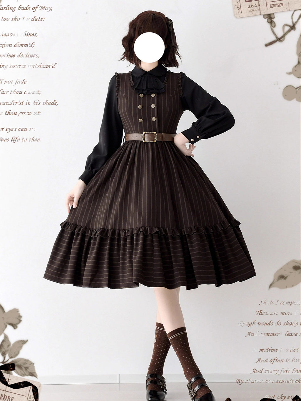 Classic Lolita School - Style French Brwon Dresses Outfit Original Spring Sleeveless Dress