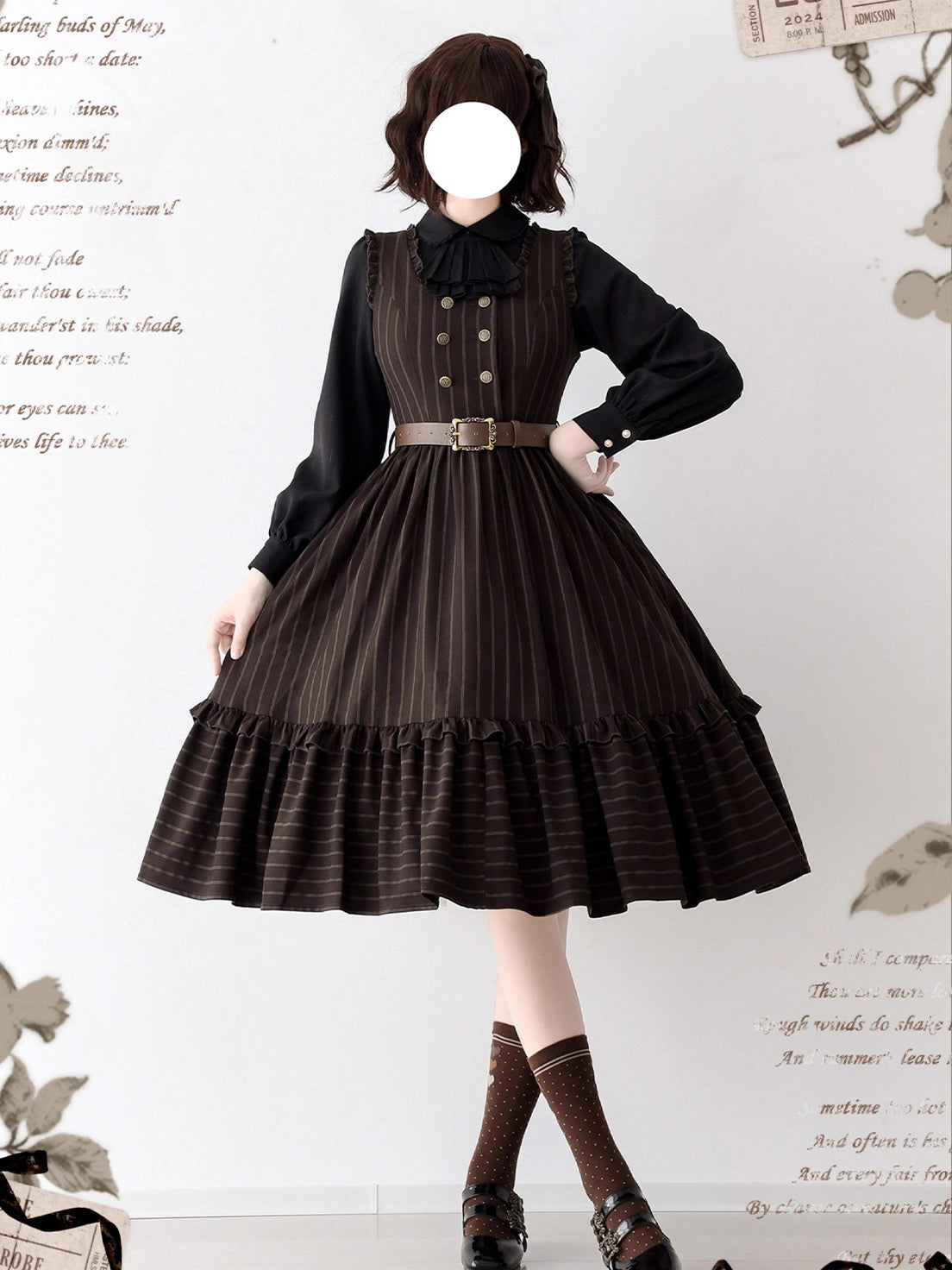 Classic Lolita School - Style French Brwon Dresses Outfit Original Spring Sleeveless Dress