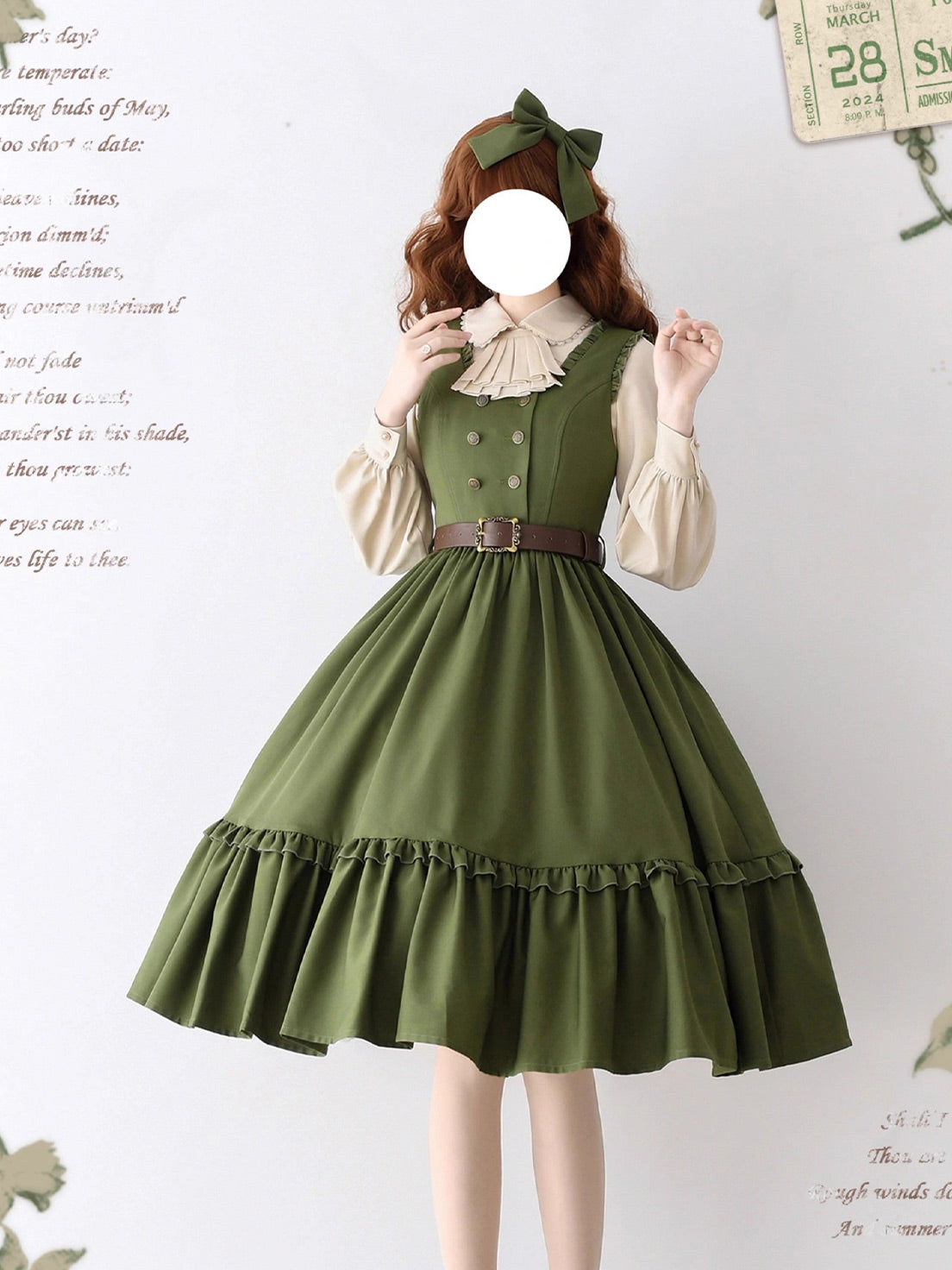 Classic Lolita School - Style French Green Dresses Outfit Original Spring Sleeveless Dress