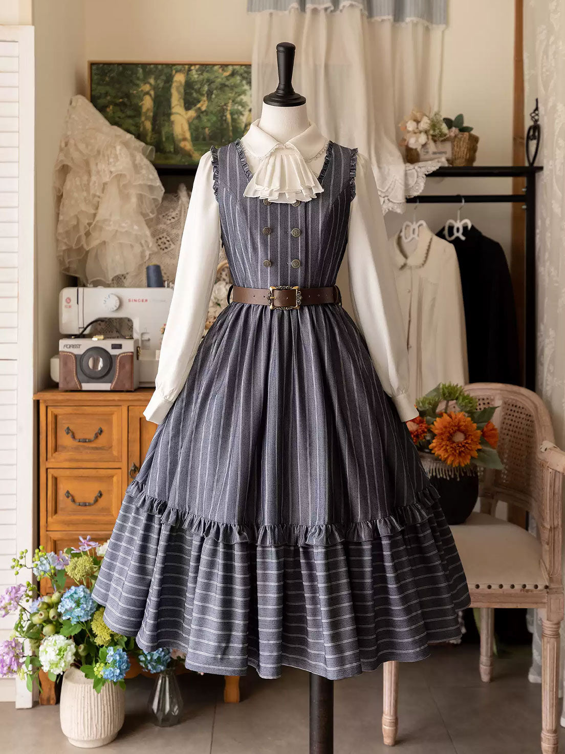 Classic Lolita School - Style French Grey Dresses Outfit Original Spring Sleeveless Dress
