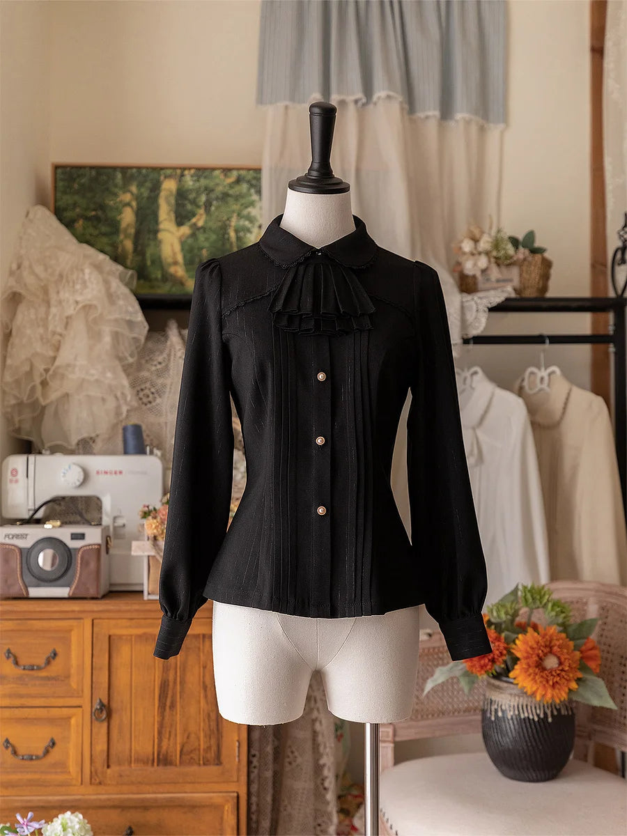 Lolita Blouses School - Style French Grey Outfit Original Spring Top Shirt