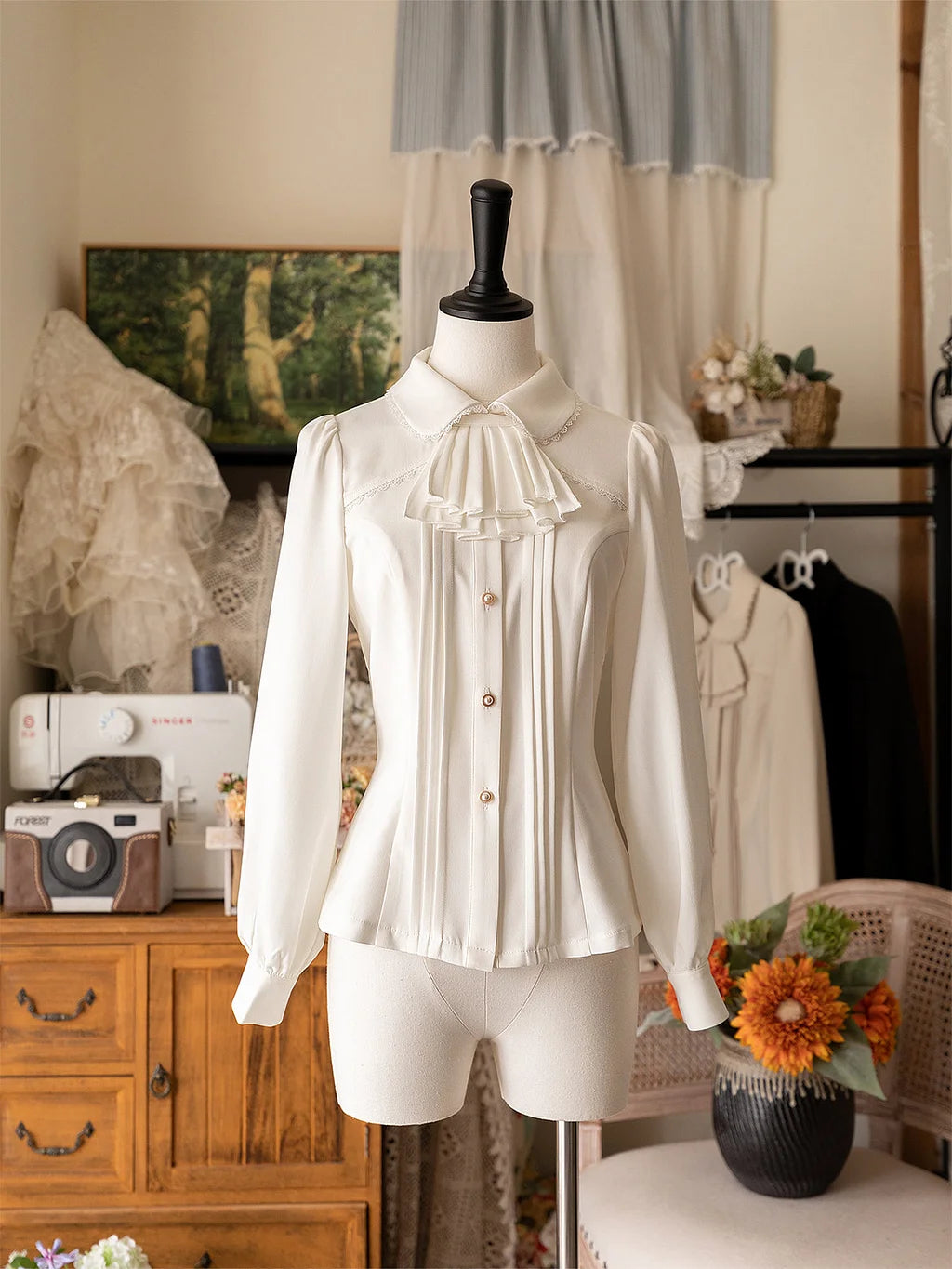 Lolita Blouses School - Style French Grey Outfit Original Spring Top Shirt