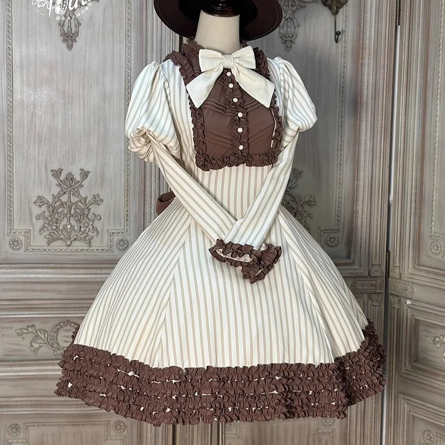 [Pre]Classic Lolita Style French Beige Dresses Outfit Spring and Autumn Long-sleeved