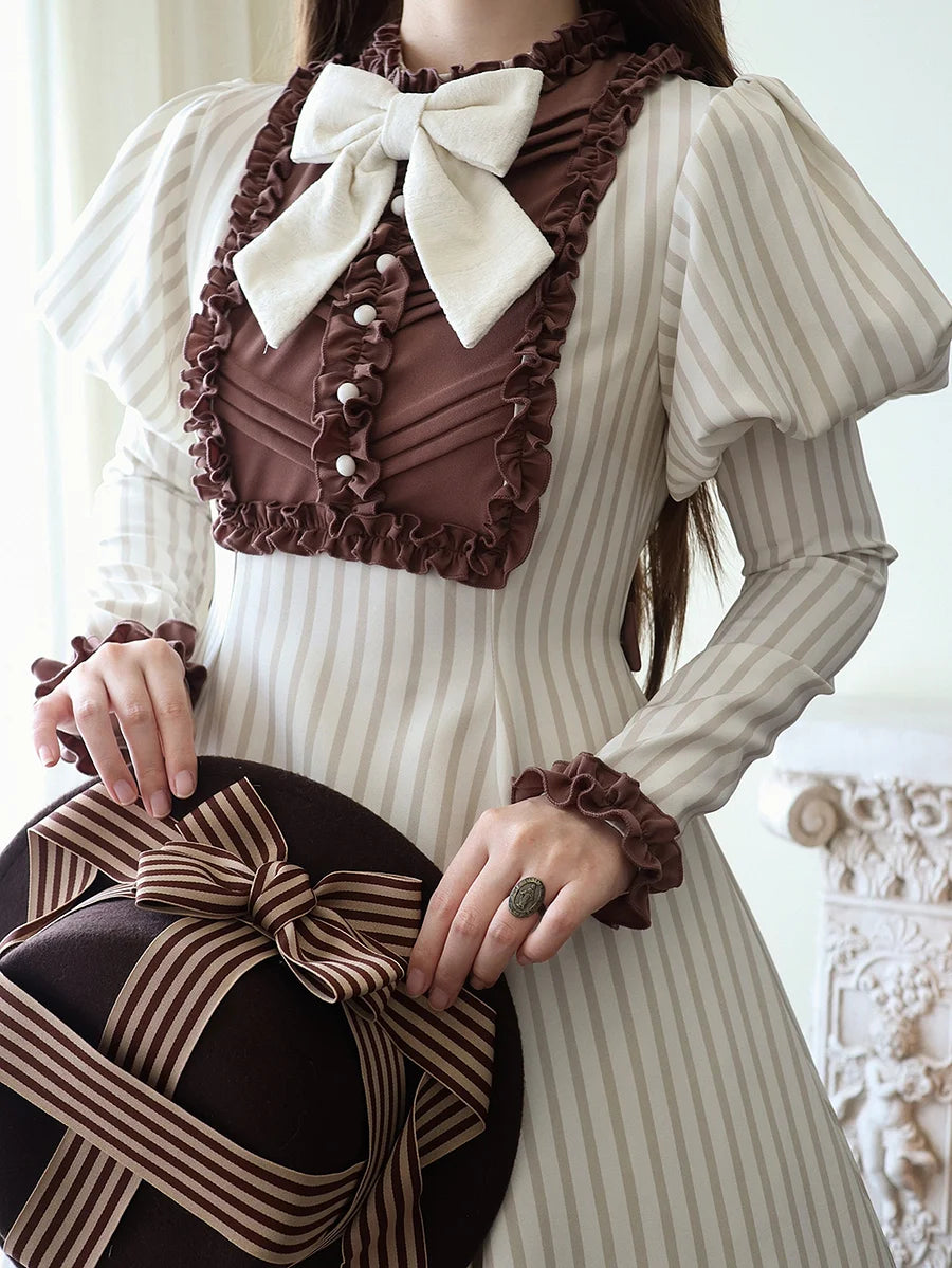 [Pre]Classic Lolita Style French Beige Dresses Outfit Spring and Autumn Long-sleeved