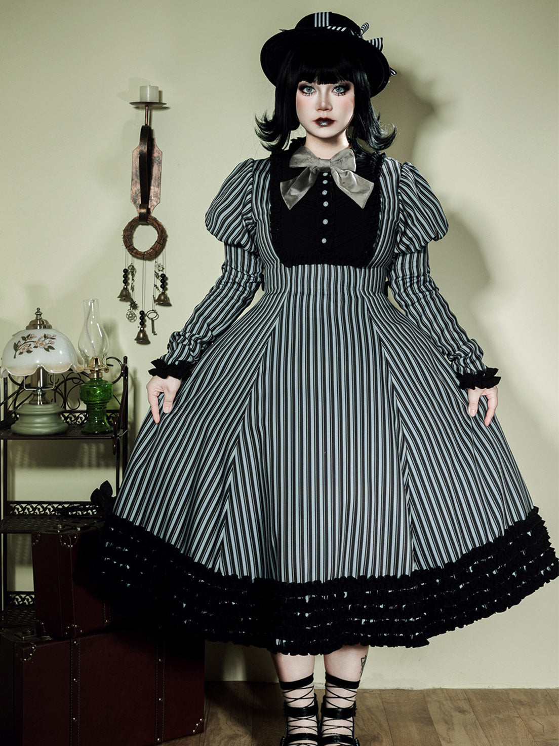[Pre]Classic Lolita Style French Black and Grey Dresses Outfit Spring and Autumn Long-sleeved