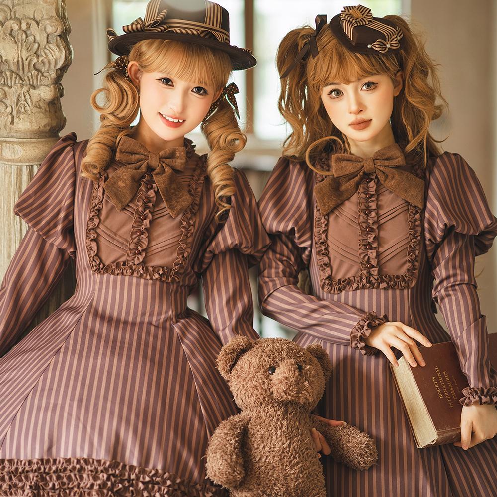 [Pre]Classic Lolita Style French Chocolate Dresses Outfit Spring and Autumn Long-sleeved