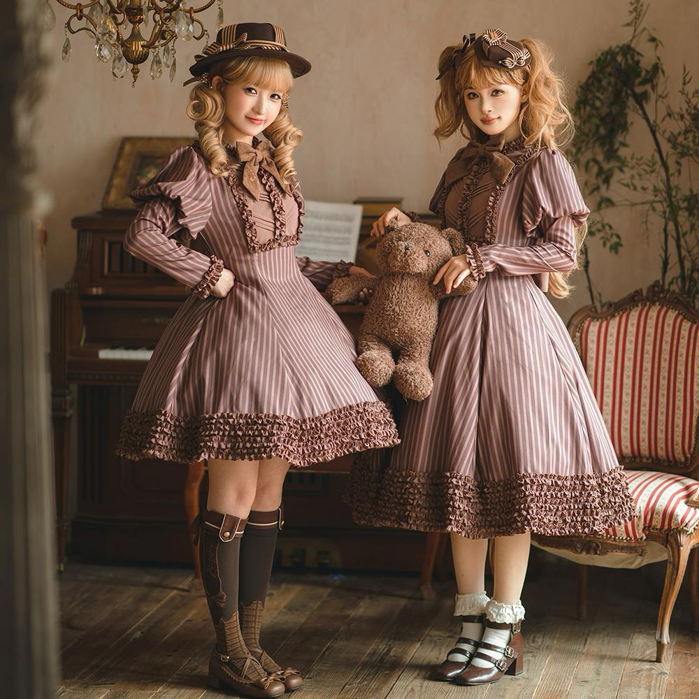 [Pre]Classic Lolita Style French Chocolate Dresses Outfit Spring and Autumn Long-sleeved