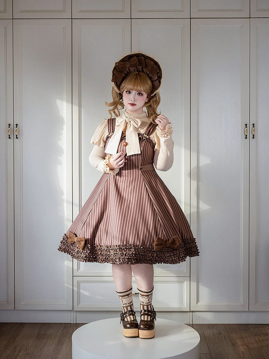 [Pre]Classic Lolita Sweet Chocolate Dress Earth-Tone Lolita Fashion Daily Autumn Suspender Dress