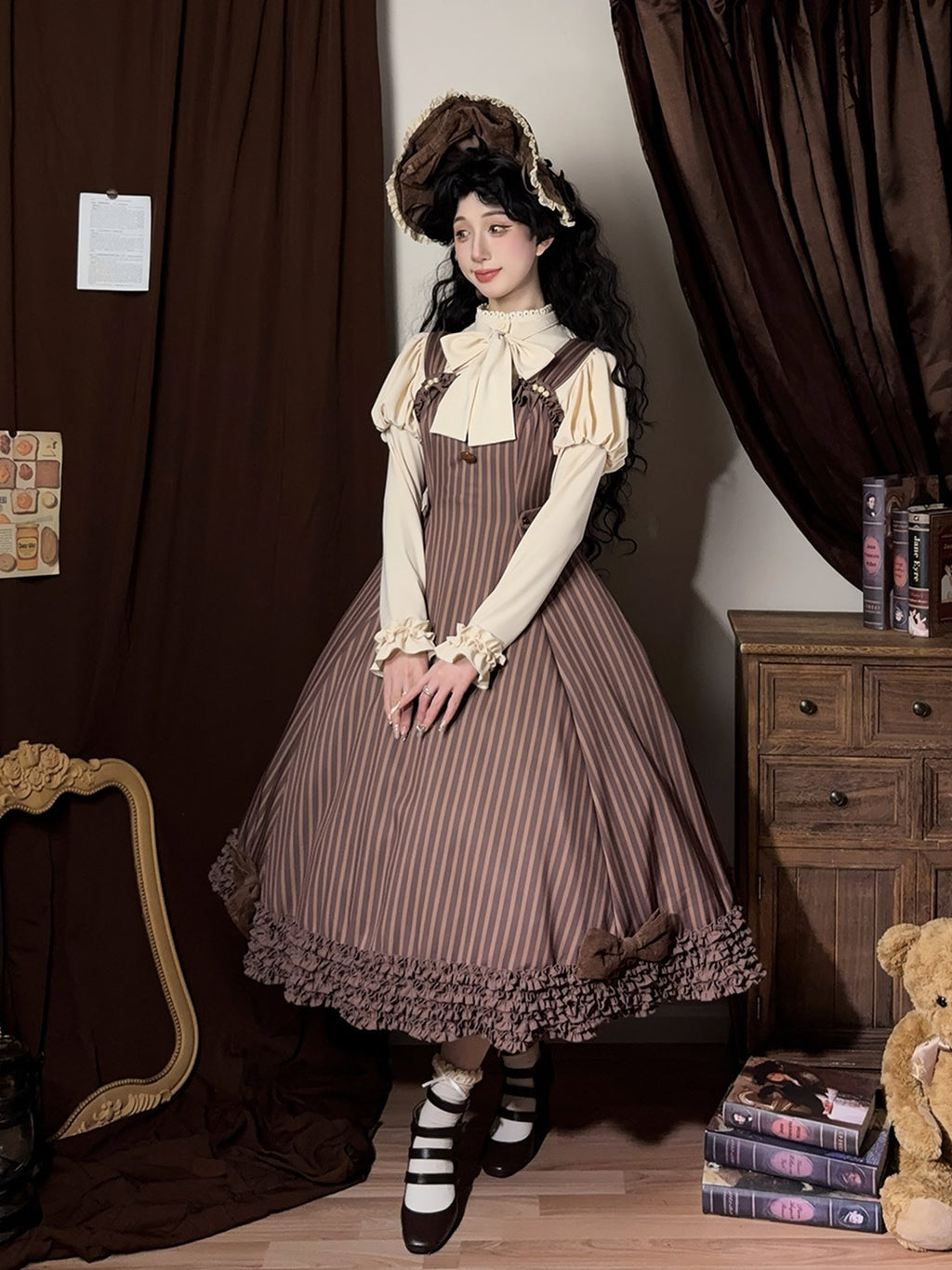 [Pre]Classic Lolita Sweet Chocolate Dress Earth-Tone Lolita Fashion Daily Autumn Suspender Dress