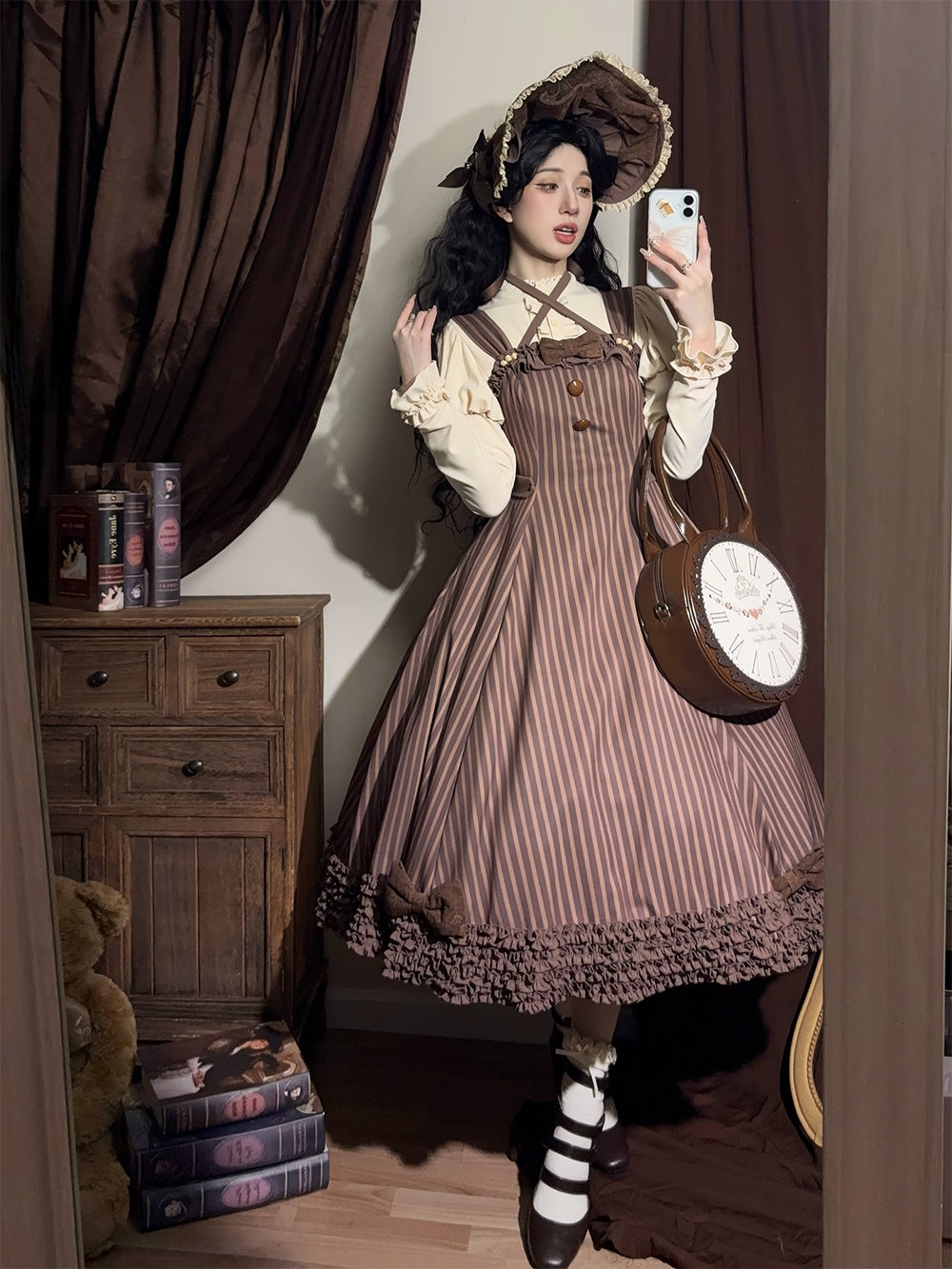 [Pre]Classic Lolita Sweet Chocolate Dress Earth-Tone Lolita Fashion Daily Autumn Suspender Dress