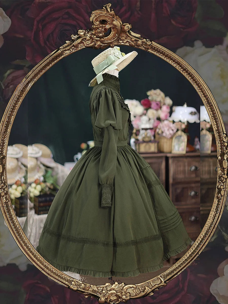 Classic Lolita Victorian French Green Dresses Outfit Collar Dress Lolita OP Garden