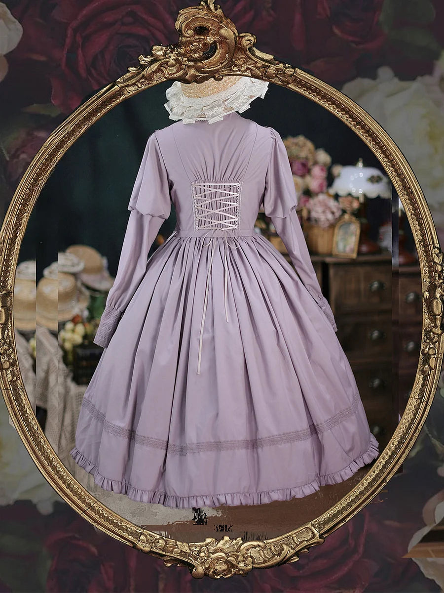 Classic Lolita Victorian French Purple Dresses Outfit Collar Dress Lolita OP Garden