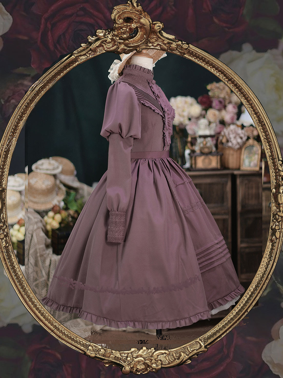 Classic Lolita Victorian French Red Black Dresses Outfit Collar Dress Lolita OP Garden