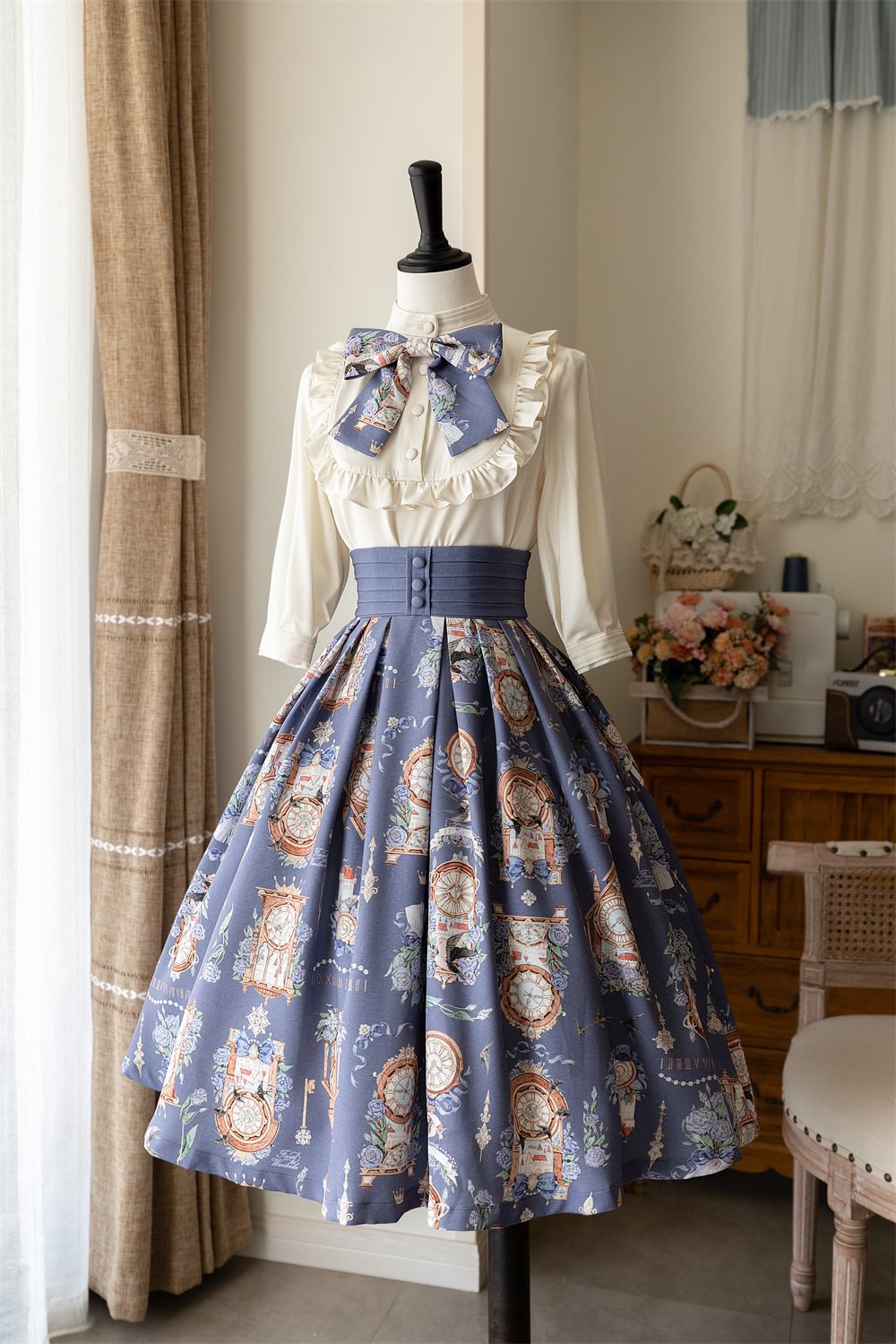 Classic Pastoral Vintage Print Shirt Skirt Elegant Jacquard Daily Lolita Lolita Dresses Shirt
