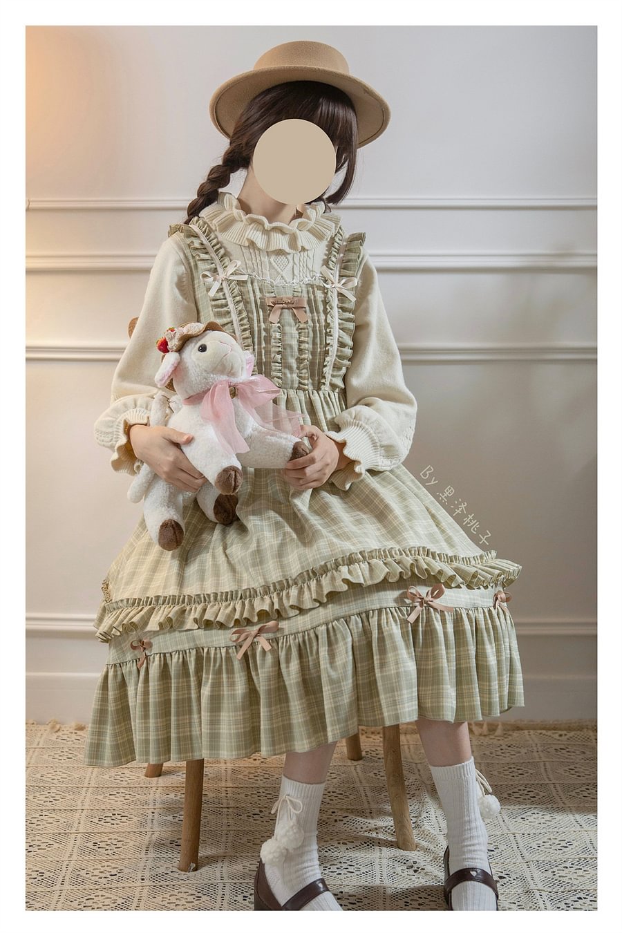 Classic Retro Lolita Plaid Dress Autumn and Winter Thick Suit Swinging JSK