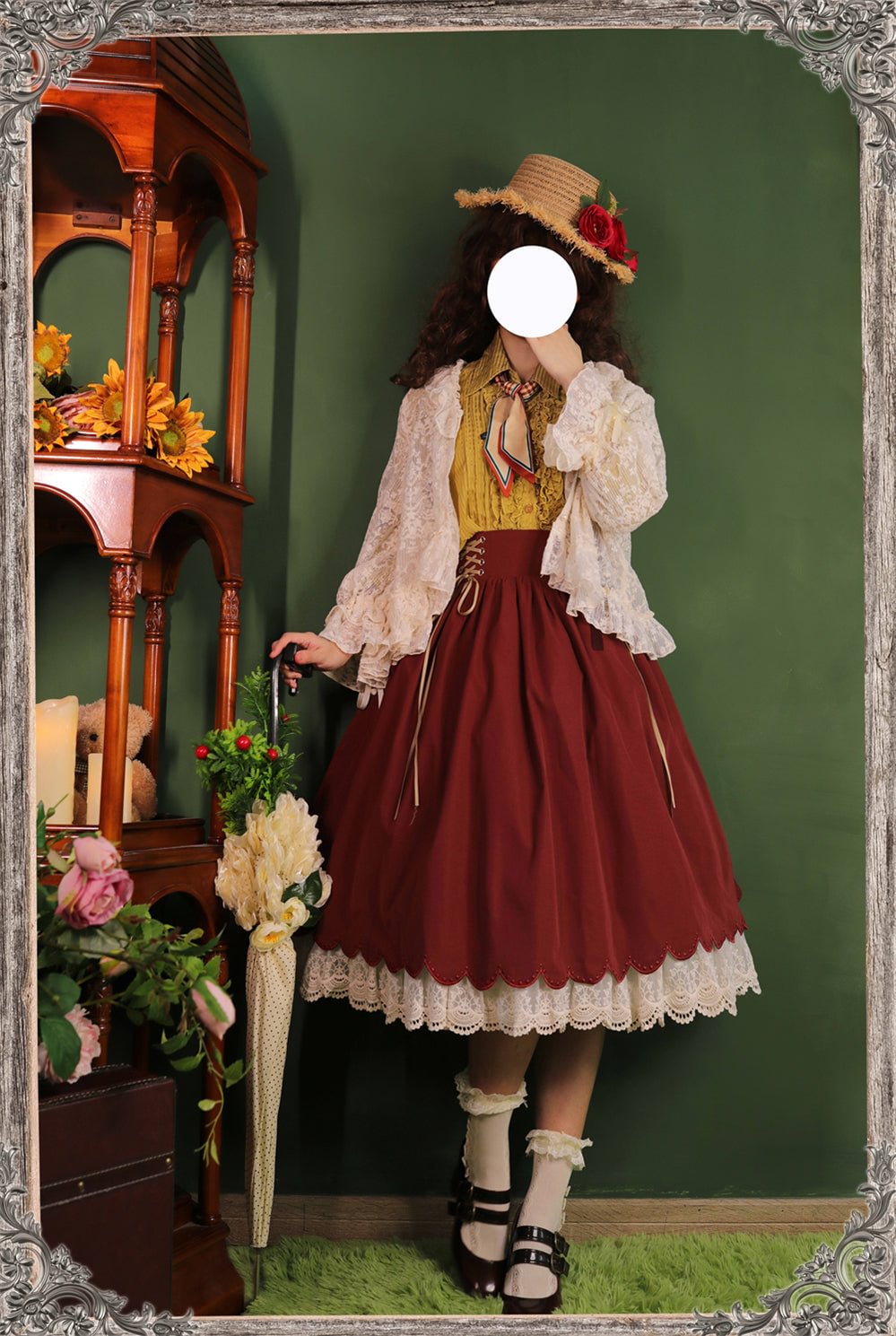 Classic Solid Color Strappy High Waist Embroidery Long SK Lolita Dresses