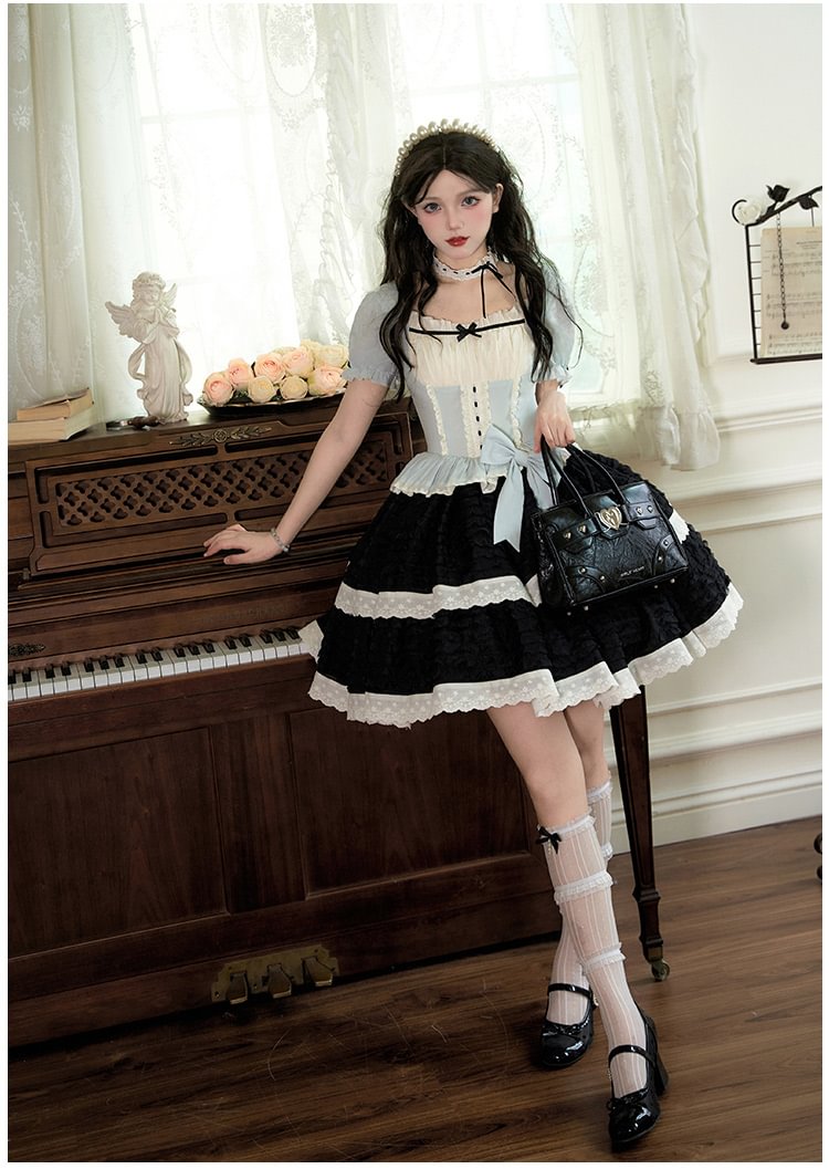 Classic Sweet Short-sleeved Dress French Elegant Lolita Dress