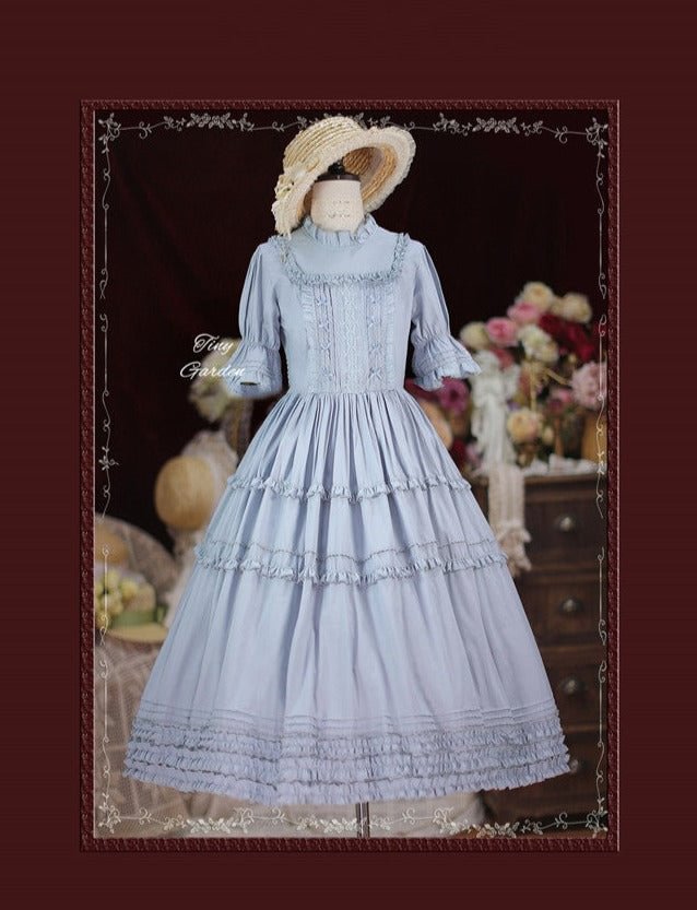 Classic Vintage French Elegant Purple Lolita OP Short Sleeve Dresses