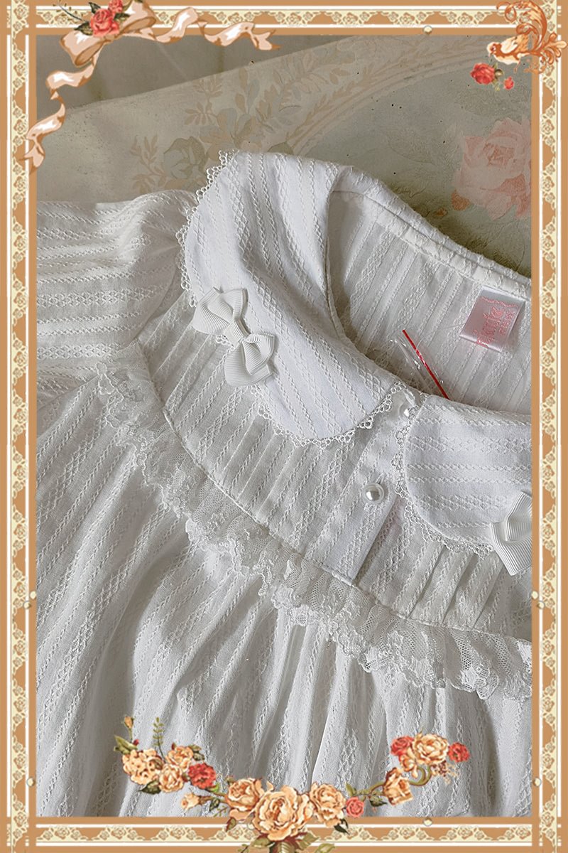 Lolita Blouses Classic White Black Mid-Length Sleeve Shirt