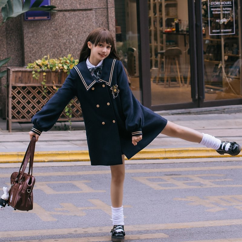 Lolita Coats Classic Woolen Japanese Preppy Style Plush Thickened Lolita JK