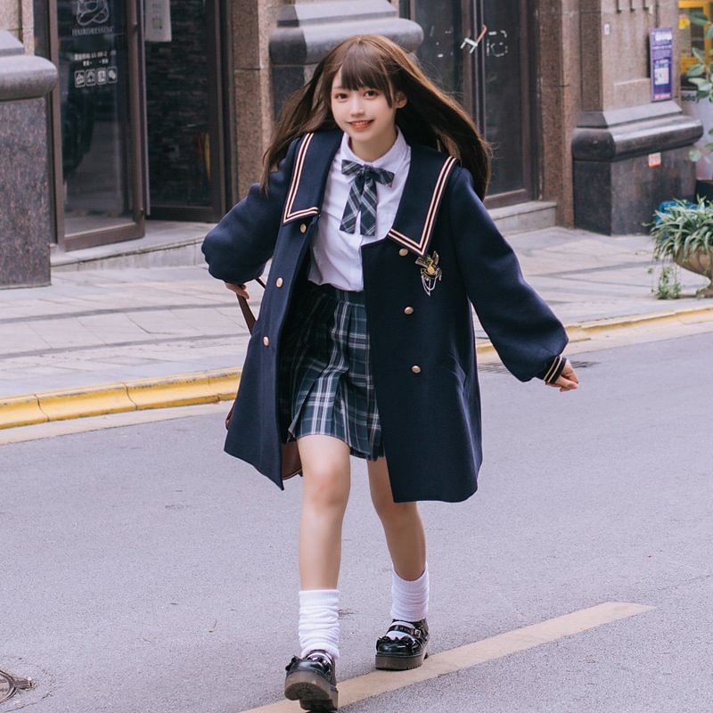 Lolita Coats Classic Woolen Japanese Preppy Style Plush Thickened Lolita JK