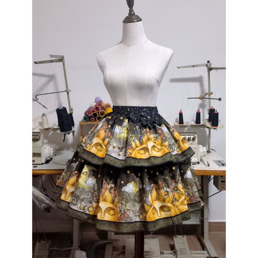 Classic and Vintage Lolita Victorian Lolita High Waist Yellow Daily Lolita Layer Dress SK