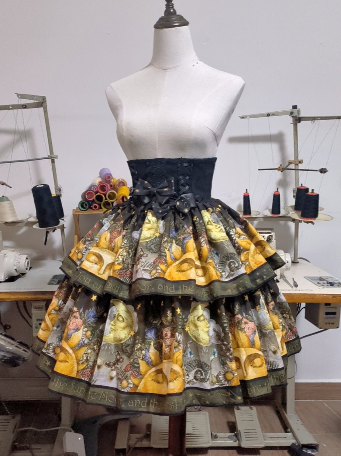 Classic and Vintage Lolita Victorian Lolita High Waist Yellow Daily Lolita Layer Dress SK