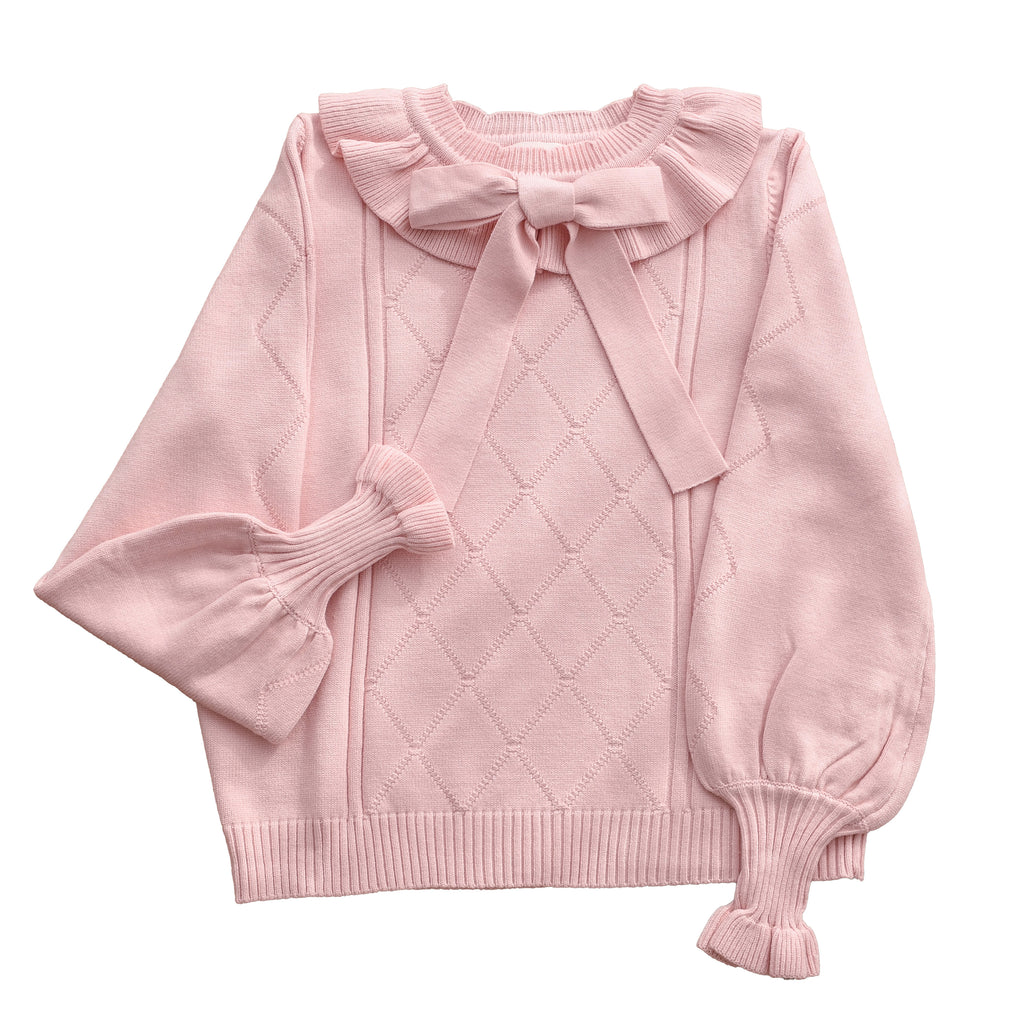 Crew Neck Sweater with Autumn and Winter Base Cute Bubble Sleeve Lolita Sweater Knitted Warm Inner Blouse