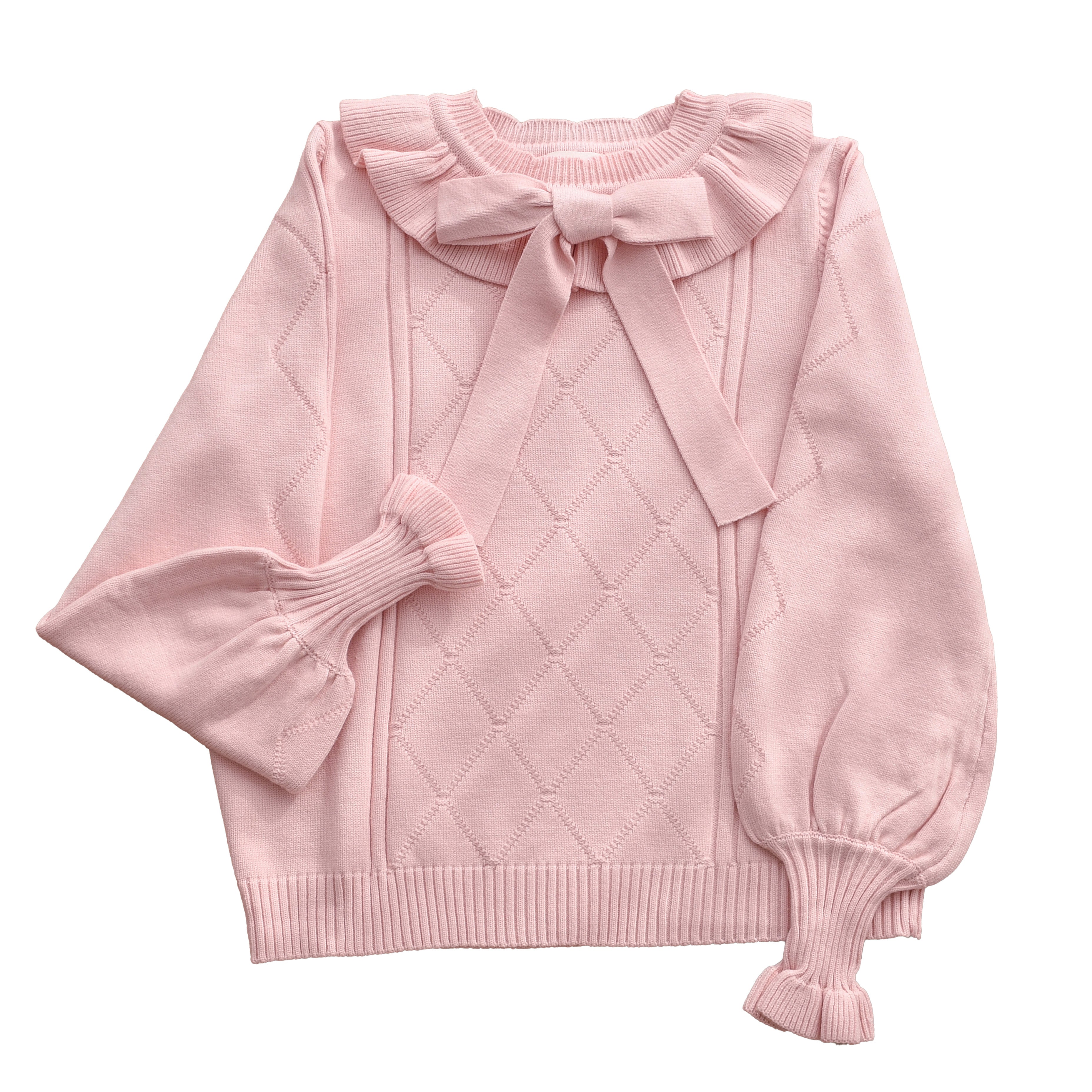 Crew Neck Sweater with Autumn and Winter Base Cute Bubble Sleeve Lolita Sweater Knitted Warm Inner Blouse