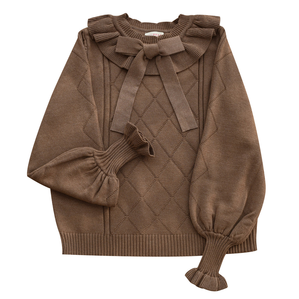 Crew Neck Sweater with Autumn and Winter Base Cute Bubble Sleeve Lolita Sweater Knitted Warm Inner Blouse