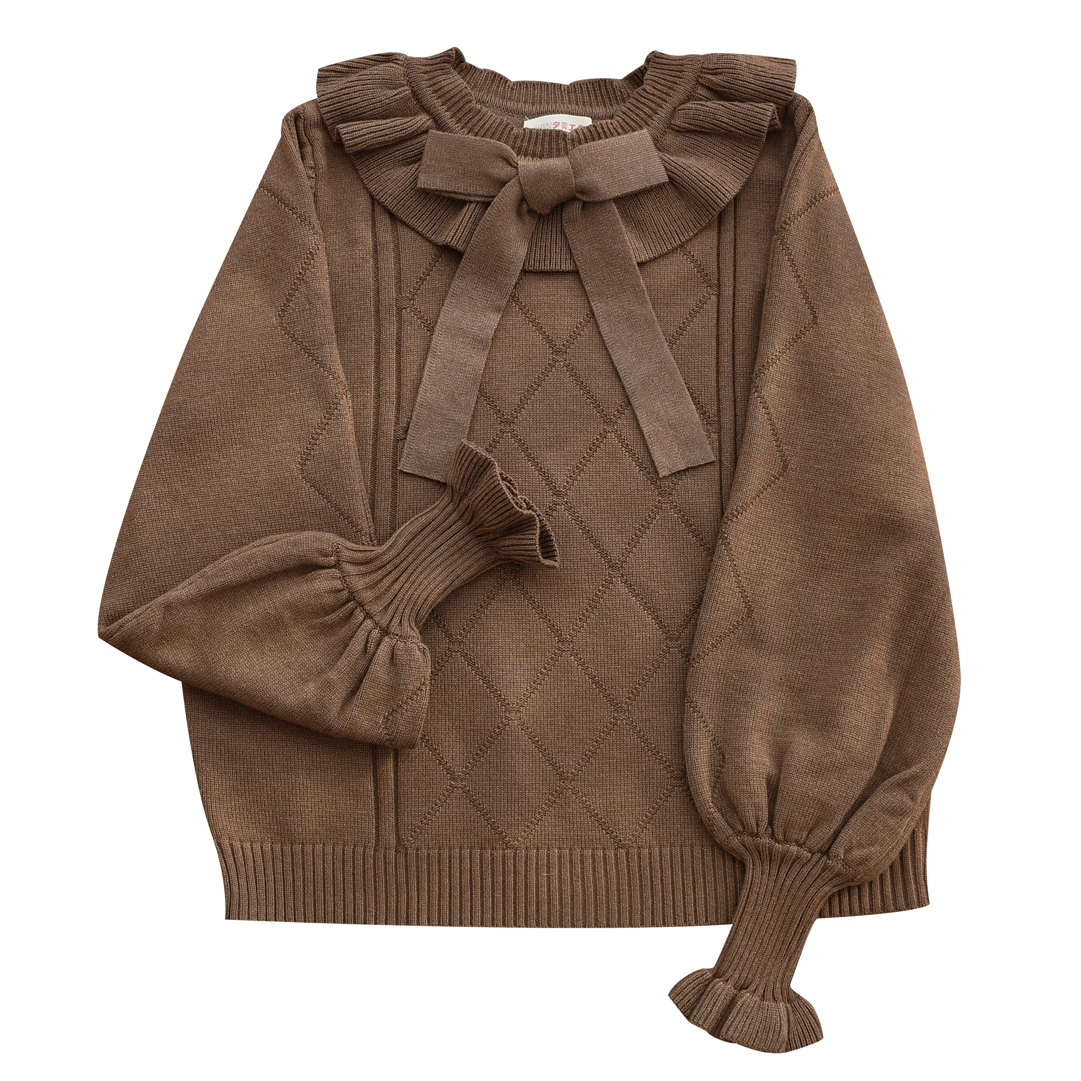 Crew Neck Sweater with Autumn and Winter Base Cute Bubble Sleeve Lolita Sweater Knitted Warm Inner Blouse