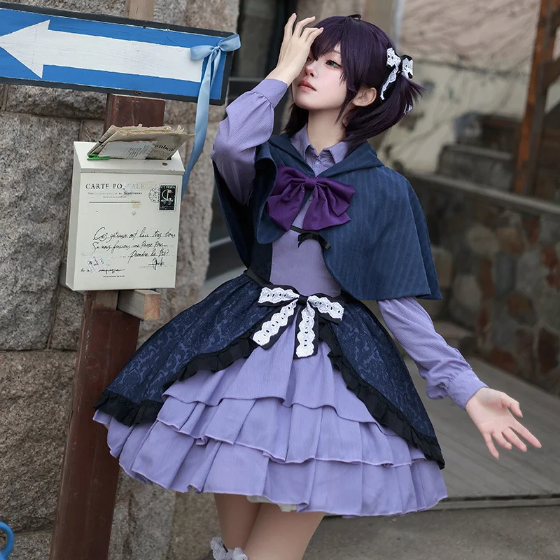 Sweet Lolita Dark Blue Long Sleeve OP Short Sleeve for Halloween Dating Dress