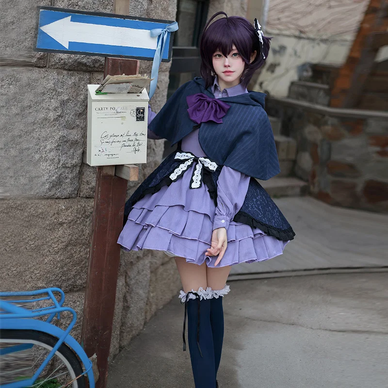 Sweet Lolita Dark Blue Long Sleeve OP Short Sleeve for Halloween Dating Dress