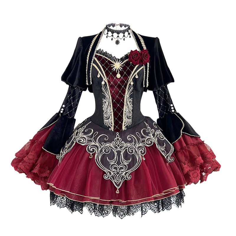 Dark Gothic Lolita Dress Set Spring and Autumn Sleeveless JSK Daily