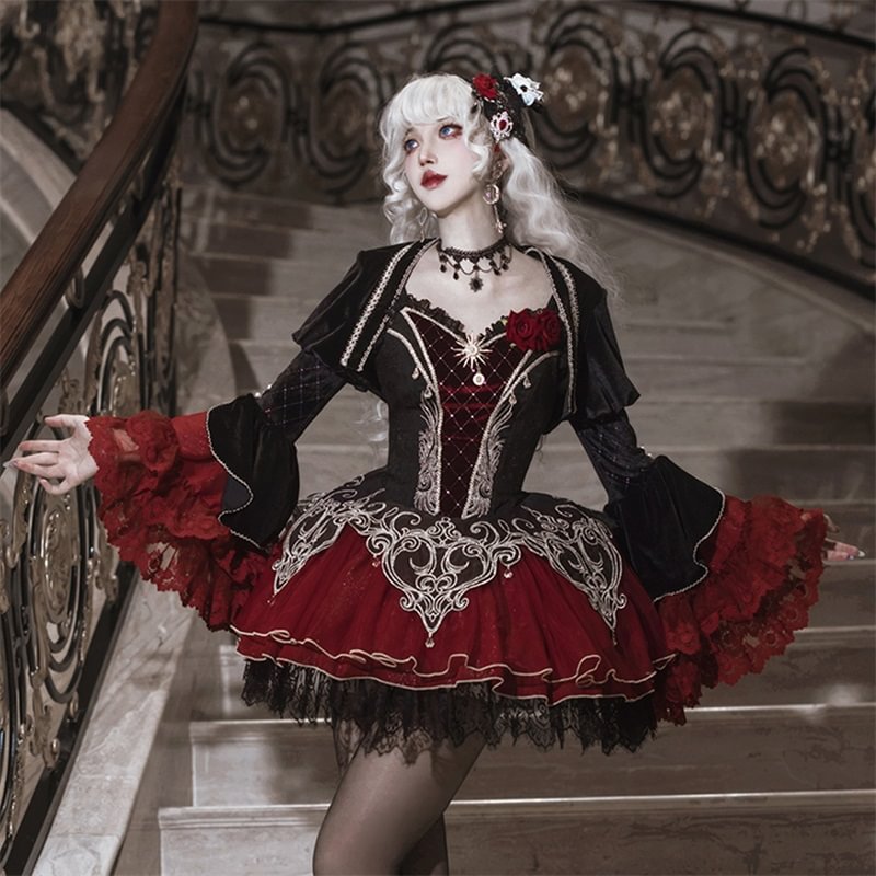 Dark Gothic Lolita Dress Set Spring and Autumn Sleeveless JSK Daily