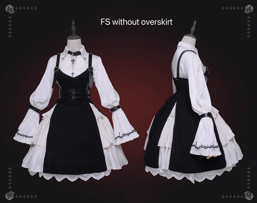 Dark Gothic Lolita JSK Dress Punk Black Dress