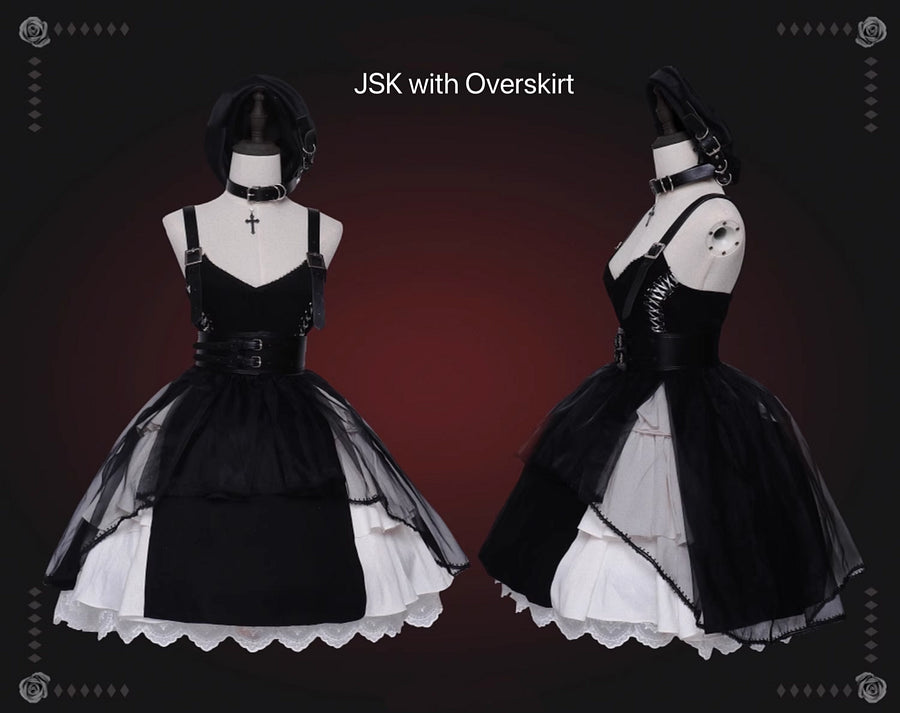 Dark Gothic Lolita JSK Dress Punk Black Dress