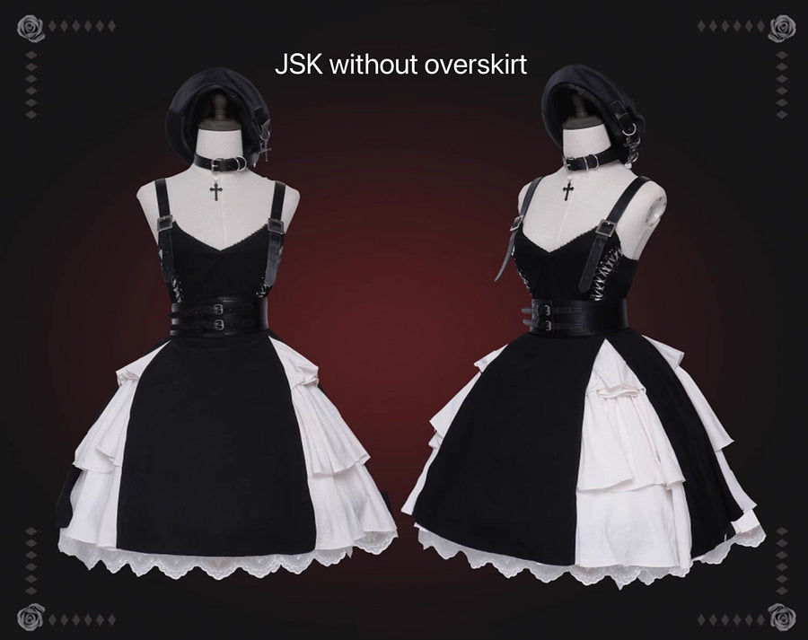 Dark Gothic Lolita JSK Dress Punk Black Dress