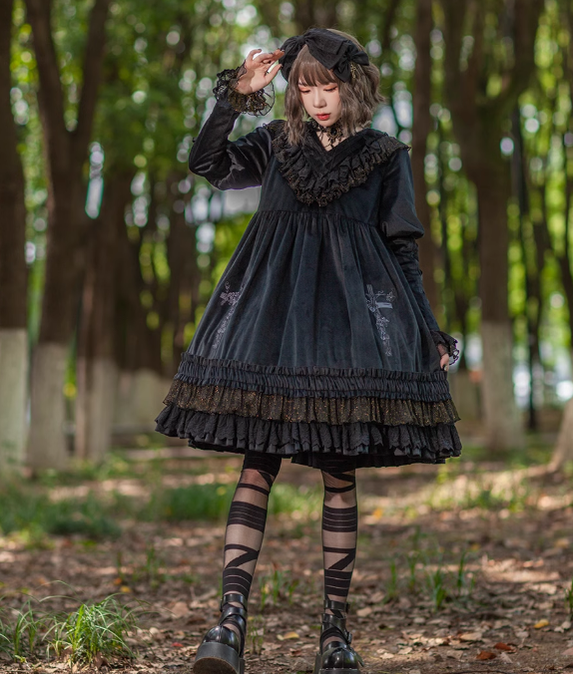 Dark Gothic Lolita OP Dress Multicolors