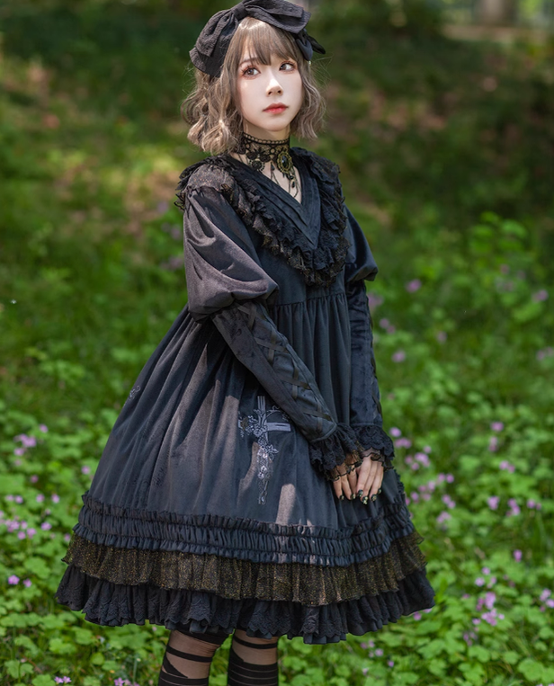 Dark Gothic Lolita OP Dress Multicolors