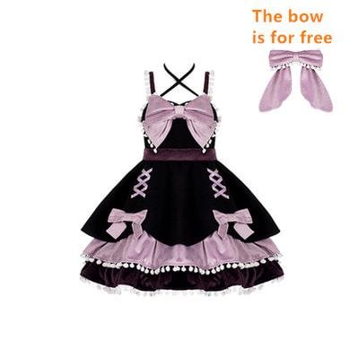 Demon Rabbit Sweet Black Purple Lolita Hood and JSK Set Lolita Dresses