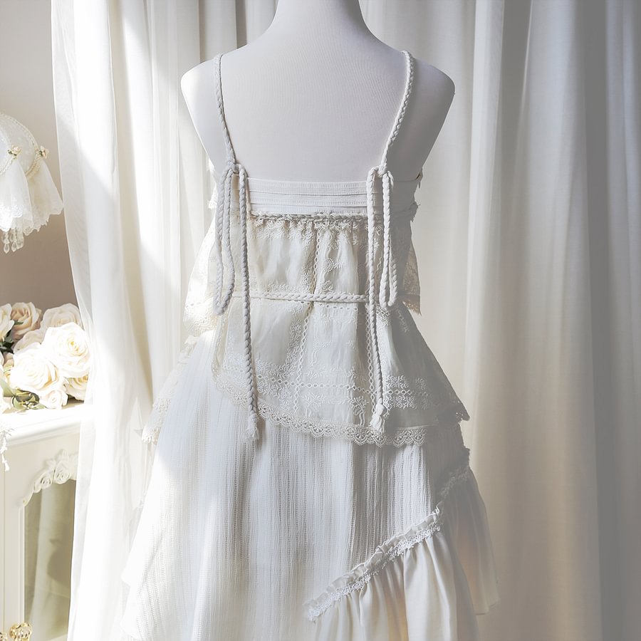 Dirty Fit Wasteland Style Cowboy Slip Dress Irregular Ivory Sleeveless Dress Punk