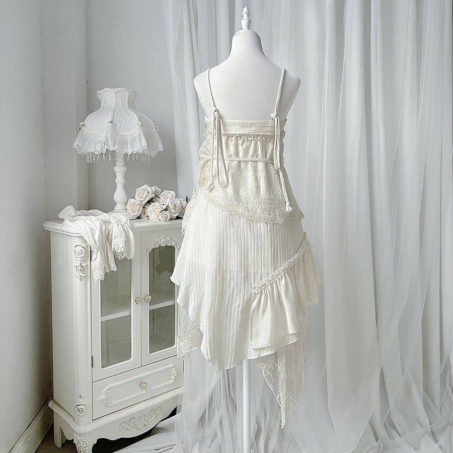 Dirty Fit Wasteland Style Cowboy Slip Dress Irregular Ivory Sleeveless Dress Punk
