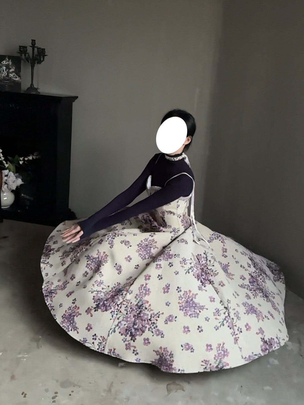 Elegant Floral JSK Dress Vintage Inspire Classic Purple Lolita Maxi Gown for Spring Summer
