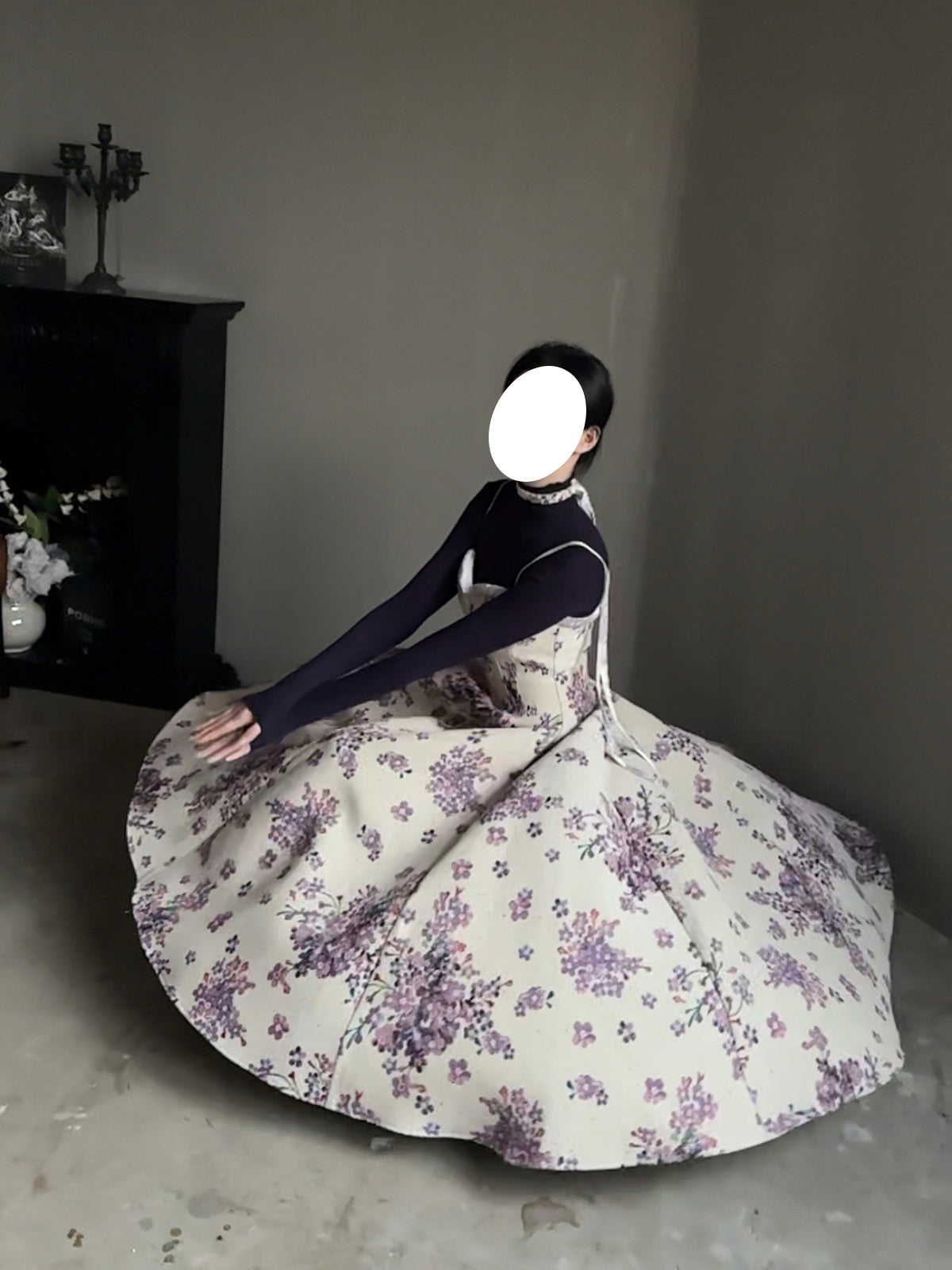 Elegant Floral JSK Dress Vintage Inspire Classic Purple Lolita Maxi Gown for Spring Summer