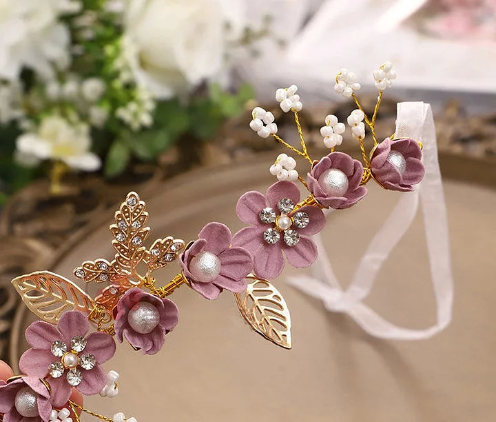 Elegant Floral Lolita Accessories Bracelets Pearls Organza Strap Bridesmaid Wedding