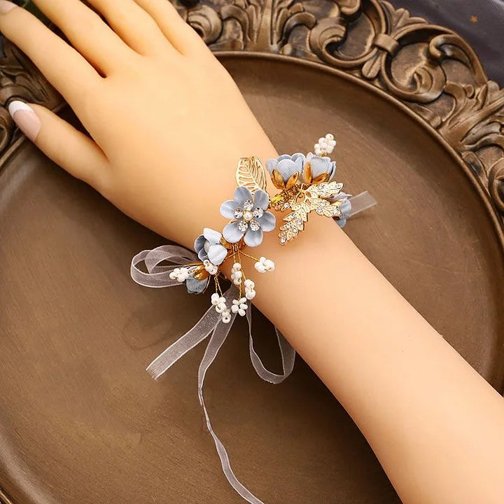 Elegant Floral Lolita Accessories Bracelets Pearls Organza Strap Bridesmaid Wedding